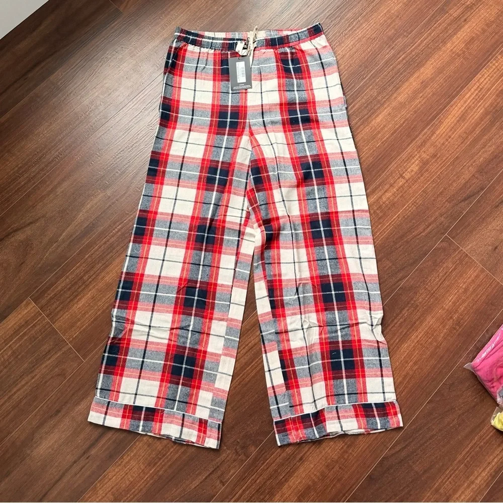 NWT PRETTYLITTLETHING Navy Plus Checked Long Pyjama Trouser